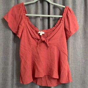 Pink front tie shirt